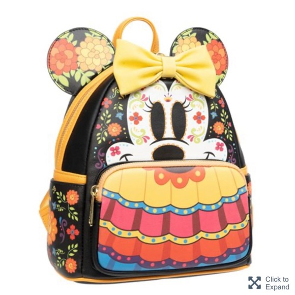 Loungefly Minnie Mouse Dia de los Muertos Sugar Skull Mini-Backpack - Picture 5 of 9